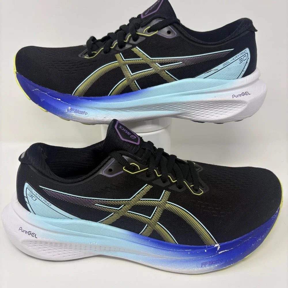 ASICS Gel-Kayano 30 Women's Size 9.5 Black Blue Running Shoes (1012B357)